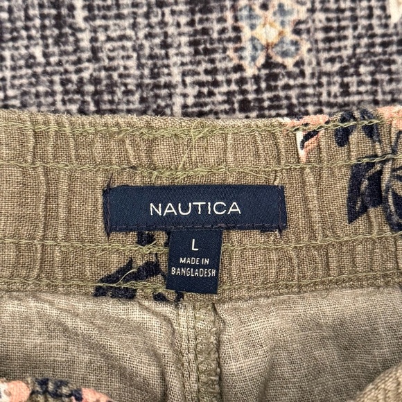 Nautical Women’s Olive Green Floral Linen Blend Shorts With Pockets Size Large - Picture 7 of 10